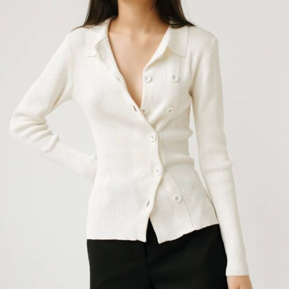 **SOLD** CHRISTOPHER ESBER GUC Double Button Cardigan in Ivory Size M - Picture 10 of 11